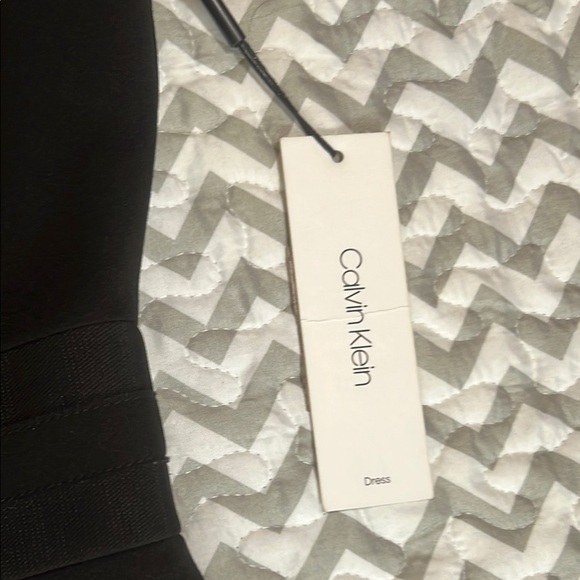 NWT Calvin Klein Black Sleeveless Cocktail Dress Mesh Stripes - Picture 4 of 14